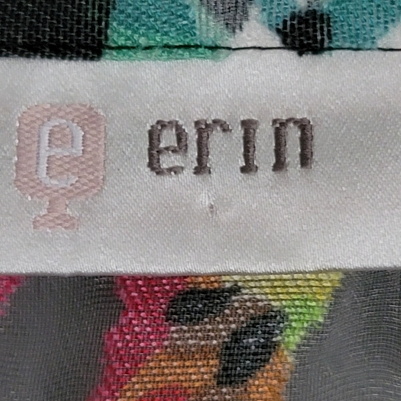 Erin London Sheer Button-Front Multicolor Print  Long-Sleeve Shirt Top. Size XL - Picture 2 of 9